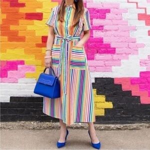 Christopher John Rogers Colorful Striped Midi Dress 8